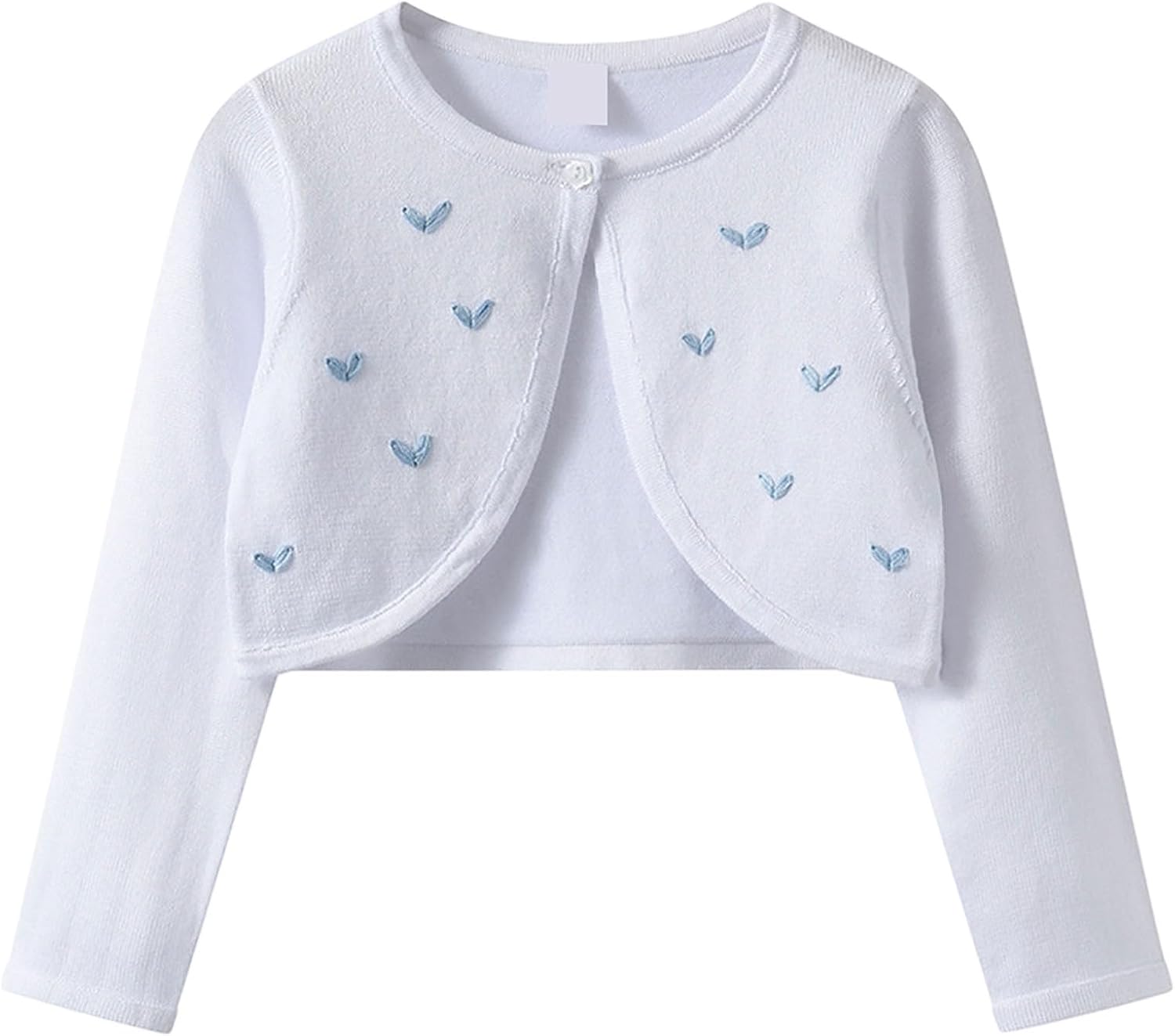Little Girls' Heart Pattern Bolero Shrug Cardigan Kids Cute Knit Cardigan Sweaters Fall Long Sleeve Cropped Jacket Tops