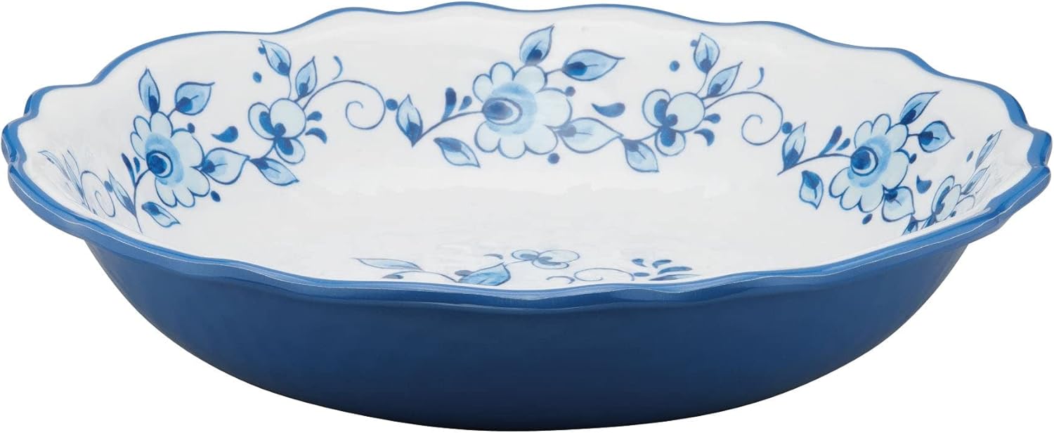 UP UPware Chianti Floral Melamine Serving Bowl, BPA-Free Large Decorative Bowl for Salad, Fruit, Pasta, or Outdoor Entertaining, Multicolor, 13.75 Inch
