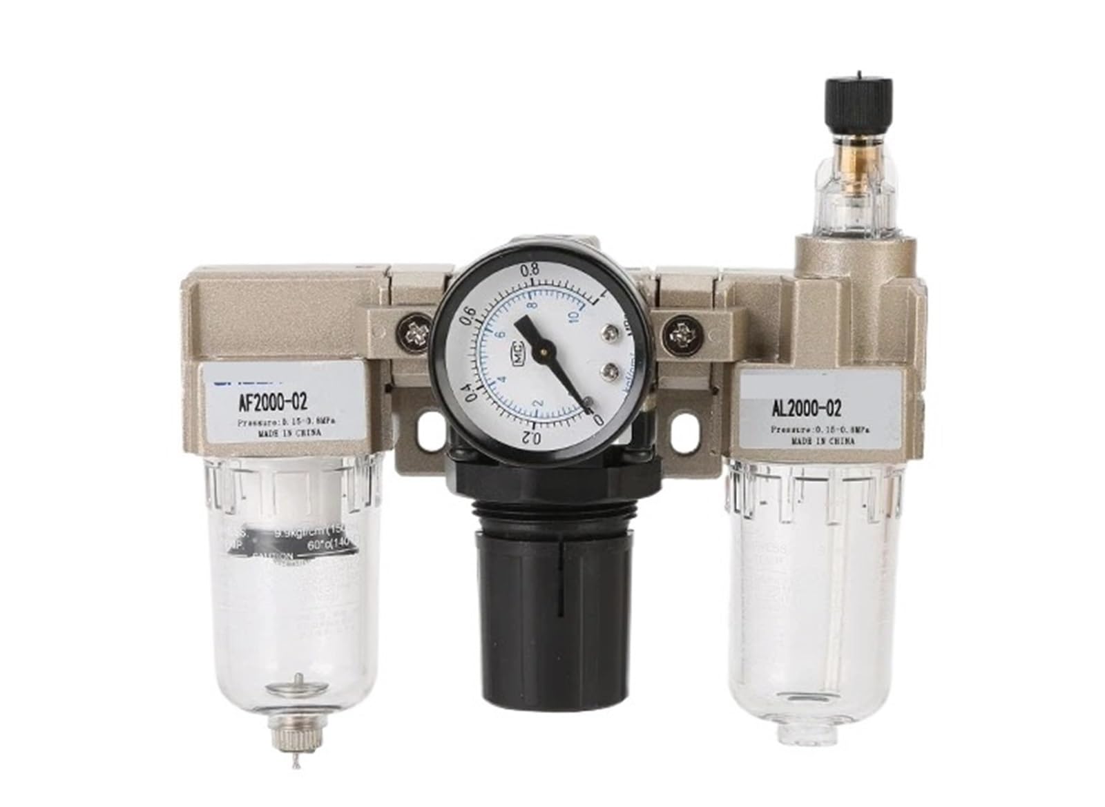 Jwvialel Ac3000-03D Industrial Air Filter Regulator Lubricator - Ac Triple Unit For Compressed Lines & Cnc Machines 1Pcs(Ac3000-03D)