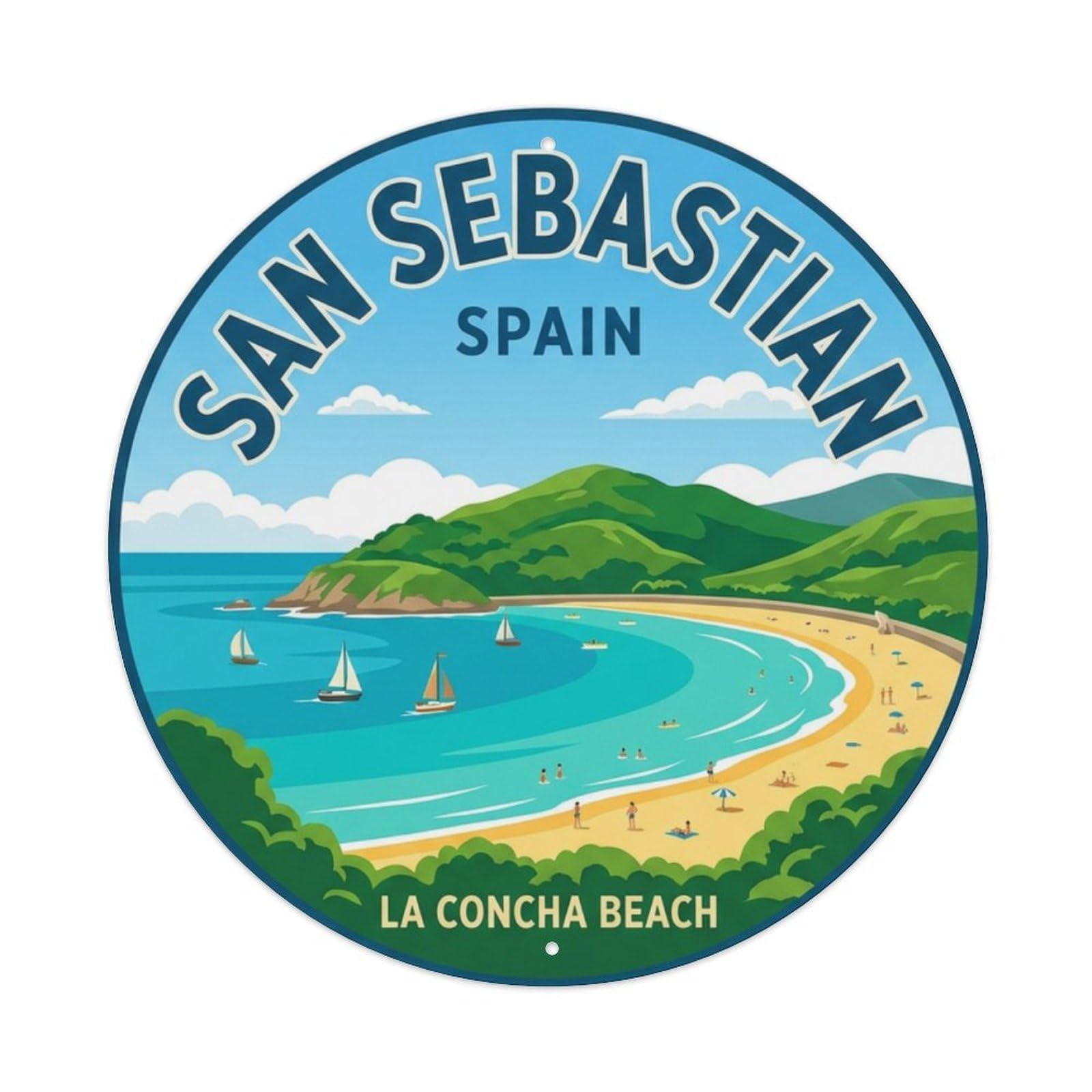 Metal Tin Sign Retro Travel Spain San Sebastian