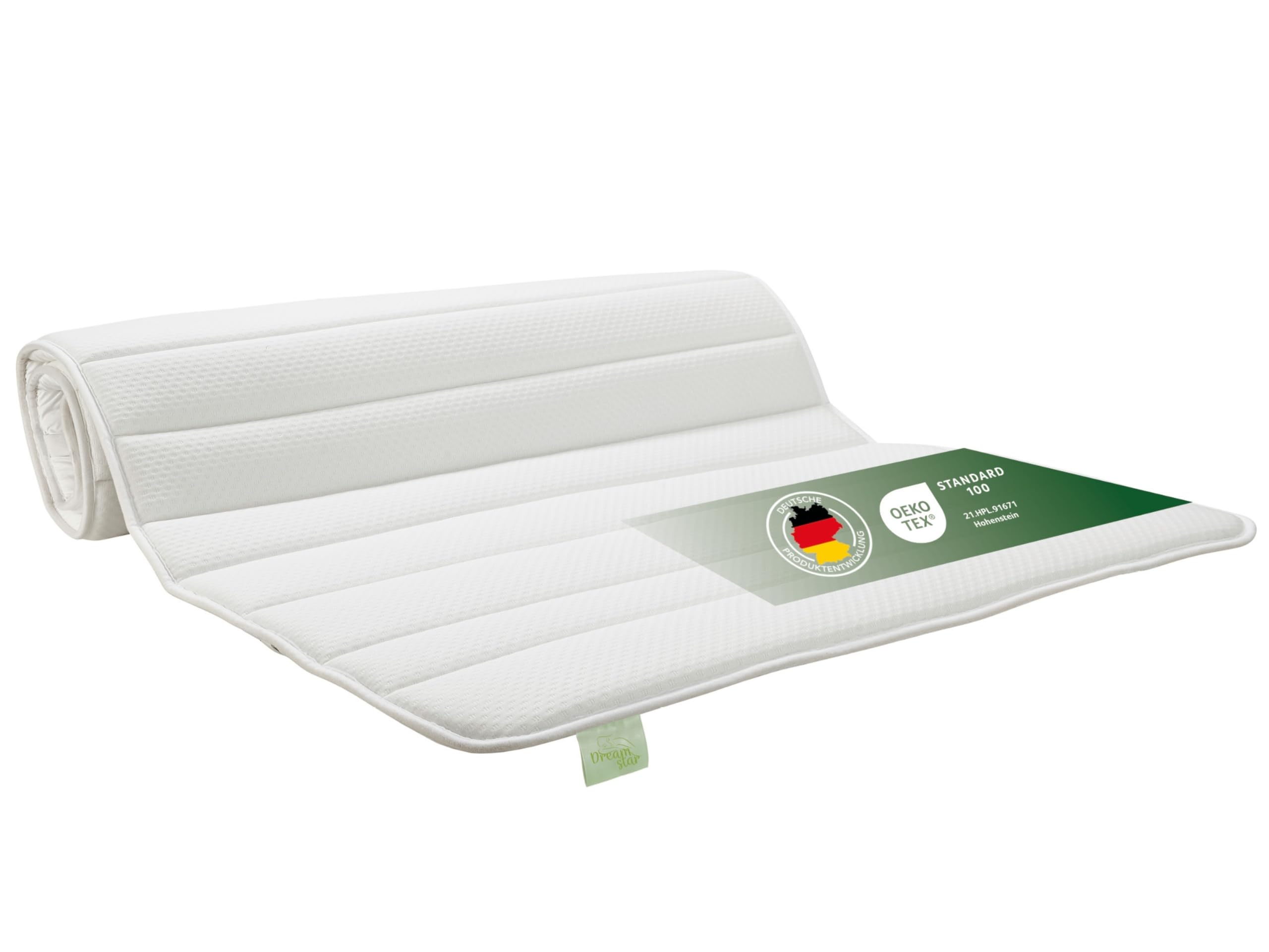 DREAMSTAR Topper 120x200cm mit Schaumkern | atmungsaktiver Matratzentopper mit 4 Eckgummis | Bequeme Matratzenauflage für Boxspringbetten, Schlafsofas, Wohnwagen, Camping | Öko-TEX®| 120 x 200cm
