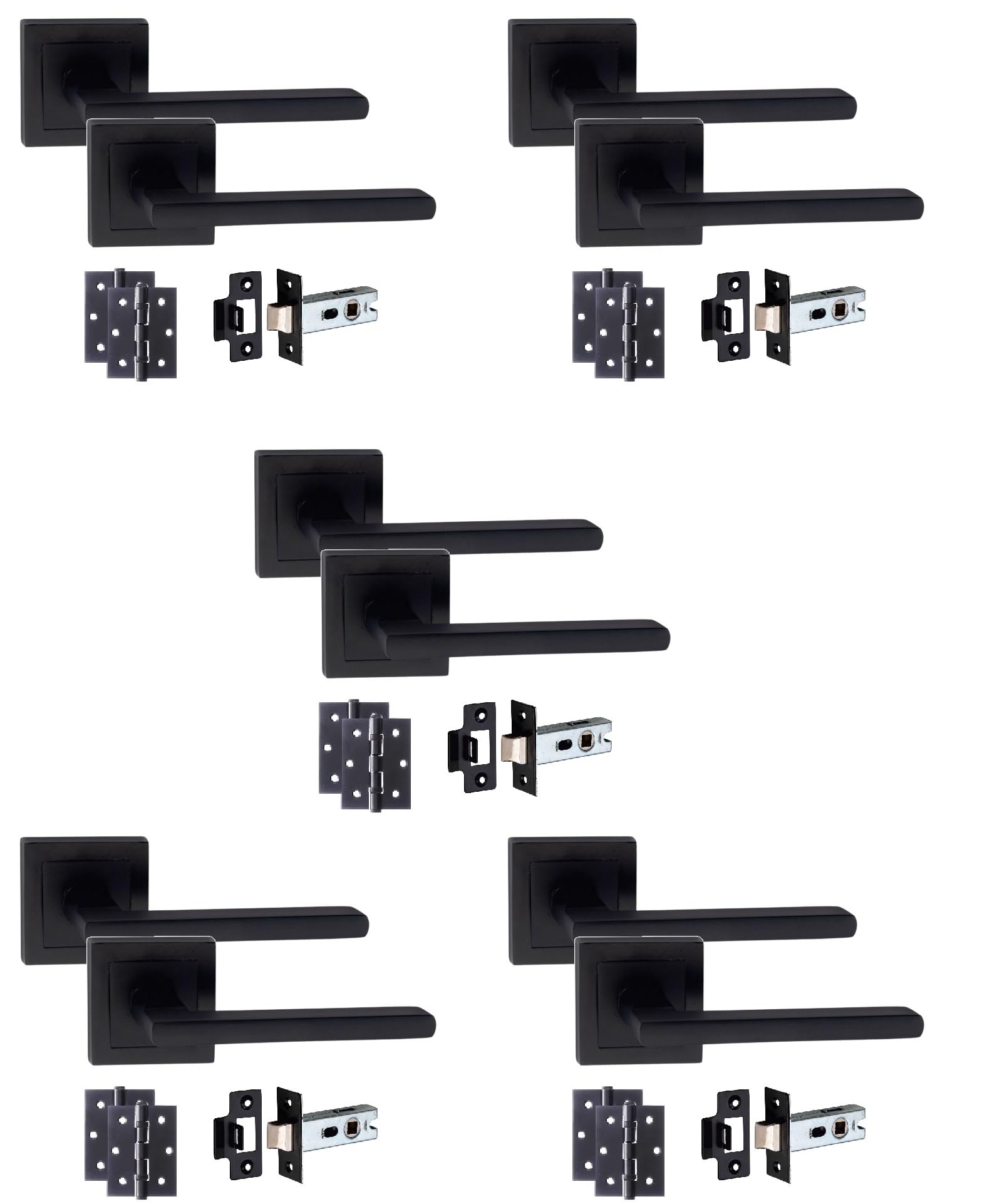 Golden Grace Leon Straight Handle Set - Black - 5 Pack