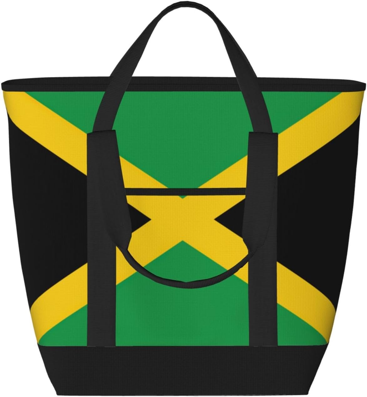 Flag Of Jamaica Print Large Cooler Bag Tote Bag,Reusable Grocery Bag,Lunch Box Bag, For Picnic Beach Camping