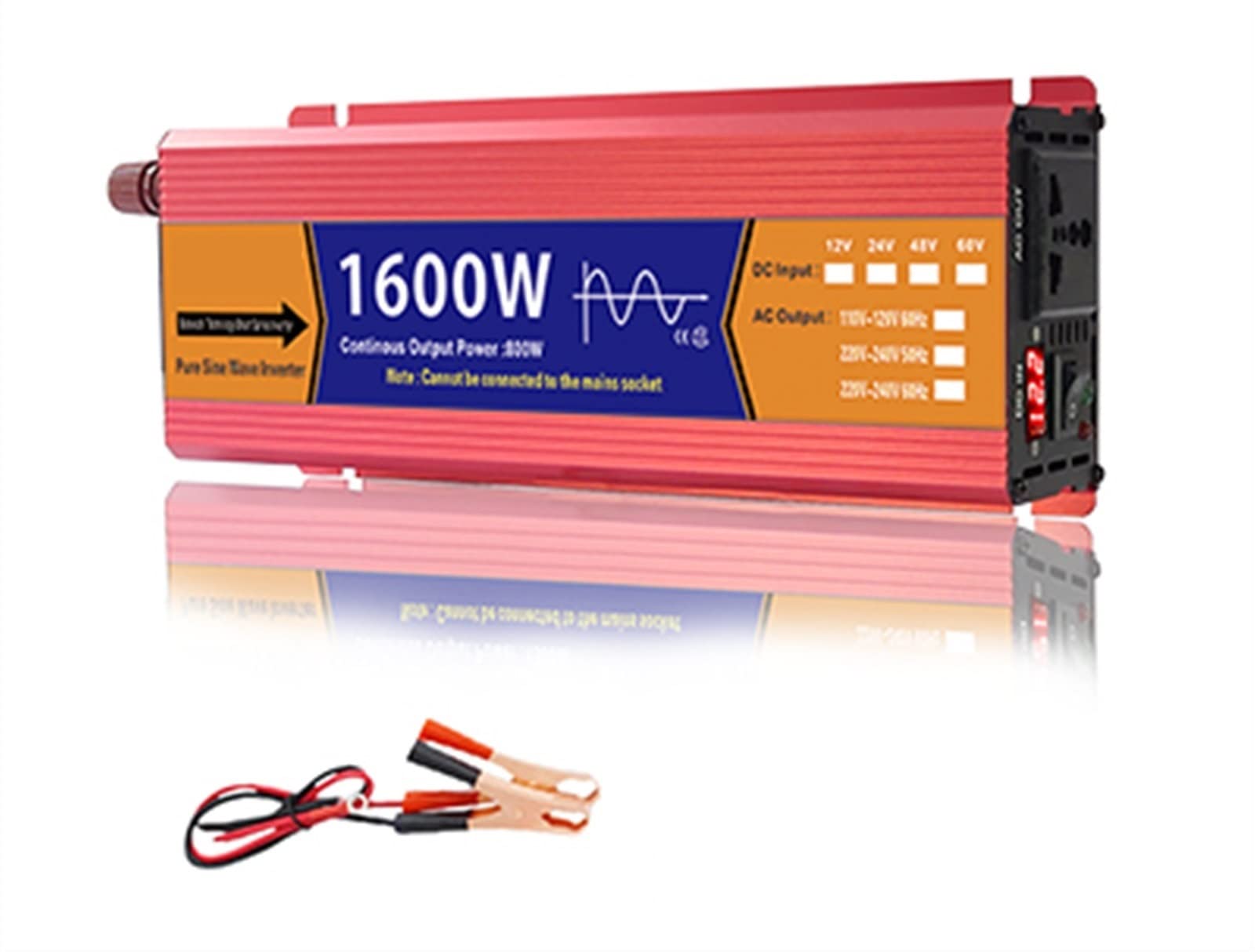 CUDTAPI Pure Sine Wave Inverter 12V/24V To AC 1000W/1600W/2200W/3000W Voltage Transformer Power Converter Solar LED Inverter(2000W,Onecolor)