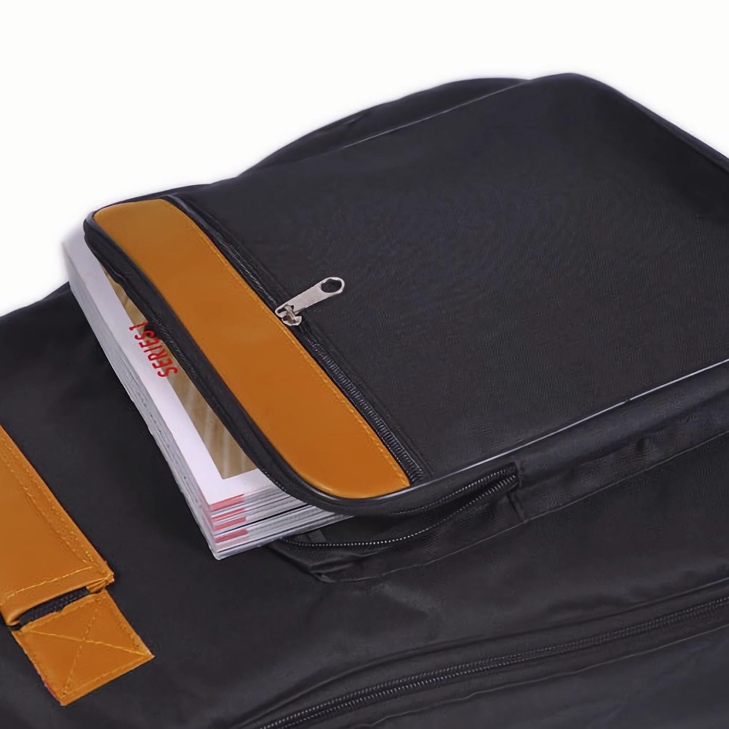 Bolsa para bajo de 6 mm, acolchada, correa para el cuello y bolsillos, funda suave para bajo eléctrico, naranja y negro, bolsa para guitarra que se abre desde la parte superior hasta la parte