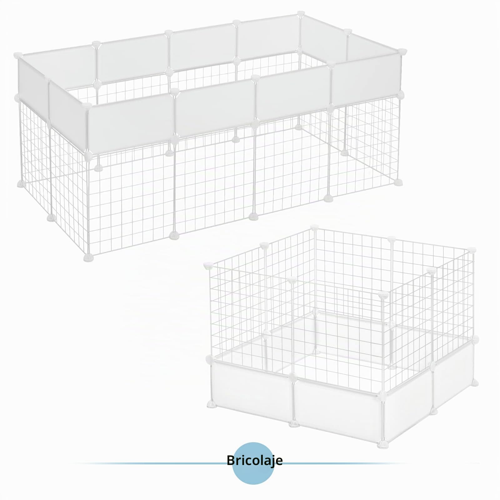 EUGAD Jaula Modular, Valla para Mascotas, Recinto Interior 24 Paneles | 35x35cm y 35x17cm, de Plástico y Metálica,Jaula para Animales Pequeños,Personalizable Parque para Cobayas Conejos Chinchillas