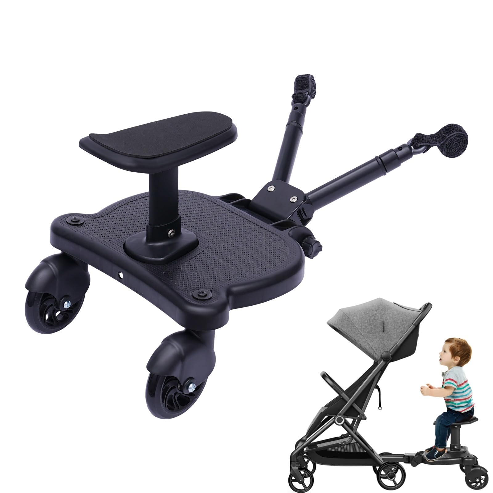 Buggy Board Fr Alle Kinderwagen, Buggyboard Mit Sitz, 25Kg Trittbrett  Mitfahrbrett Universal, 2-In-1 Kinderwagen Board Abnehmbarer Sitz Kiddy  Board 360 Drehbare Stodmpfende Rder Fr 2-6 Jahre : Amazon.de: Baby