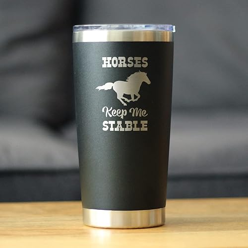 Miniatura 2 de Horses Keep Me Stable - Vaso de café aislado con tapa deslizante - Taza aislada de acero inoxidable - Regalos de café con temática de caballos,
