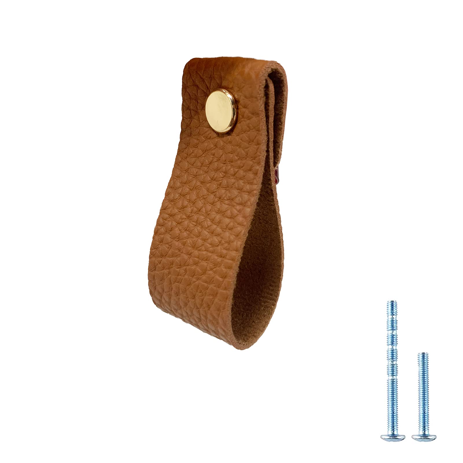 Moonlight Manor 5 Pack PVC Leather Knobs, Furniture Wardrobe Door Handle Pulls Retro Knob for Dresser Drawers Cabinet, Perfect Replacement of Metal Pulls (5 PCS, Light Brown)