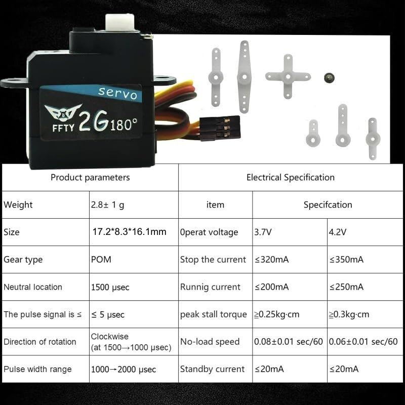 Image of 2PCS 2G Plastic Gear Mini Servo, 3.7-5V RC Micro Digital Servos Kit for RC Helicopter Airplane Car Boat & Robot Parts (JR Connector)