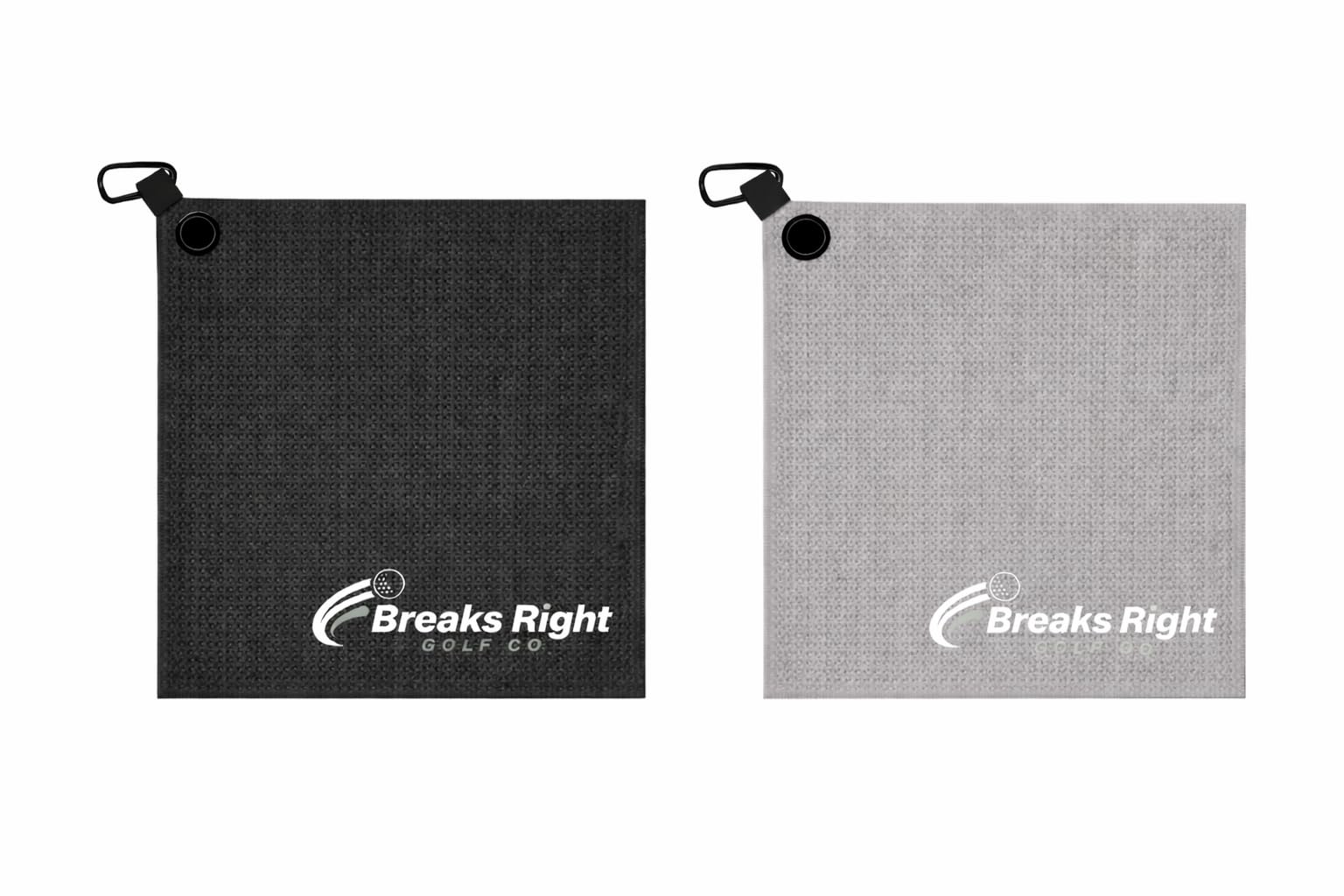 Existing Beauty Black Breaks Right Golf Magnetic Golf Towel 2-Pack – Premium Microfiber Waffle Weave Towels With Strong Magnet, Ultra-Absorbent Greenside Golf Towels, 16 X 16 Inch, & Light Grey