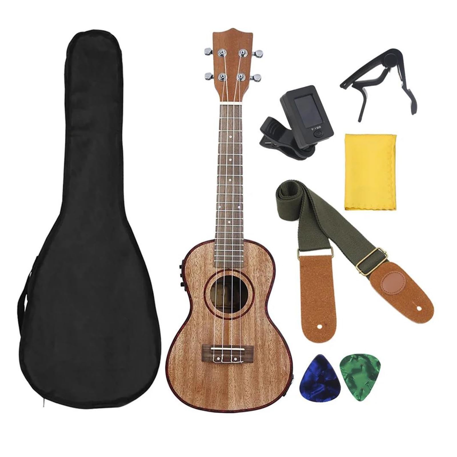 Ukulélé Électrique Professionnel À 4 Cordes De 24 Pouces Avec Mini Étui De Guitare EQ Inclus Instrument De Musique Ukulélé