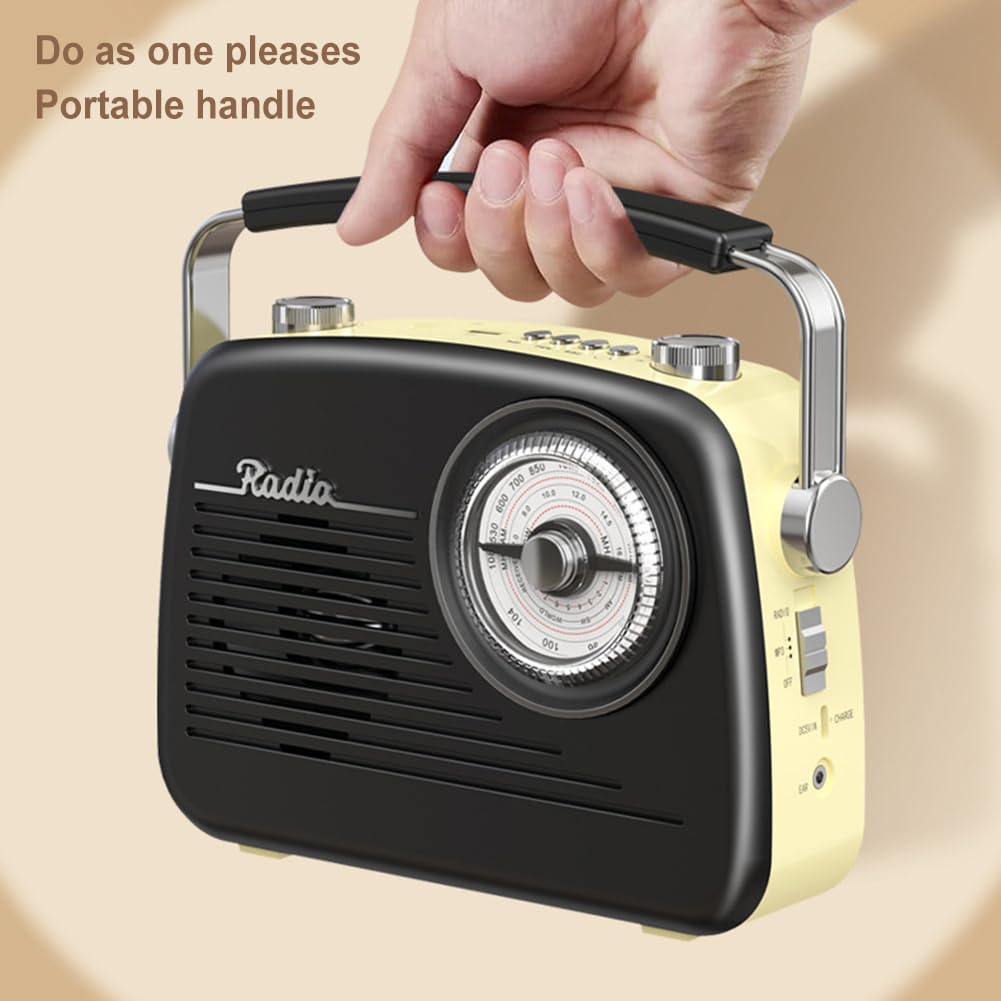 Przenośne radio FM AM SW z głośnikiem BT - radio retro do domu, sypialni, salonu, kuchni