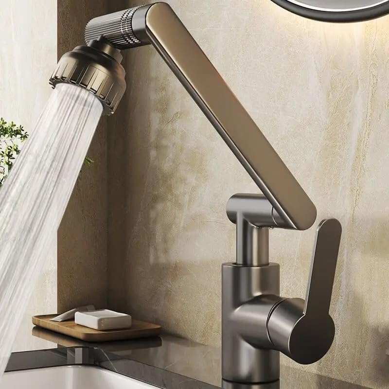 Robinet rotatif universel double mode avec bras mécanique pour évier de cuisine