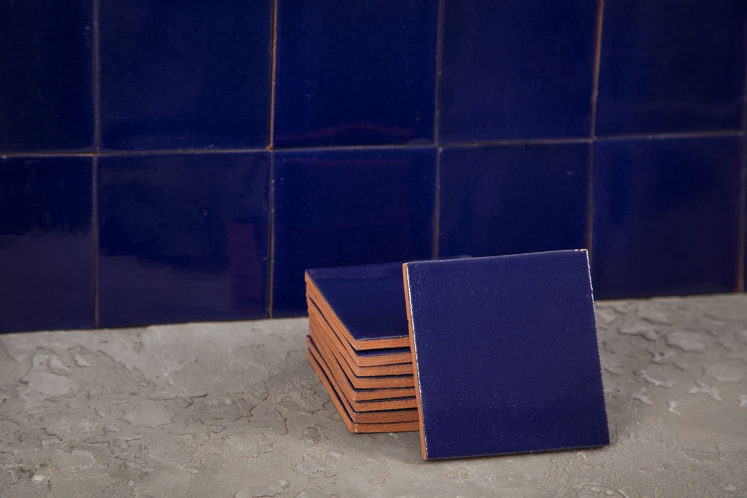 Cerames Azulejos azules mexicanos monocolor Azul Cobalto - azulejos de mosaico, azulejos ceramica monocromáticos para cocina, baño, ducha | Un paquete de 90 baldosas azules ceramica 10,5x10,5 cm