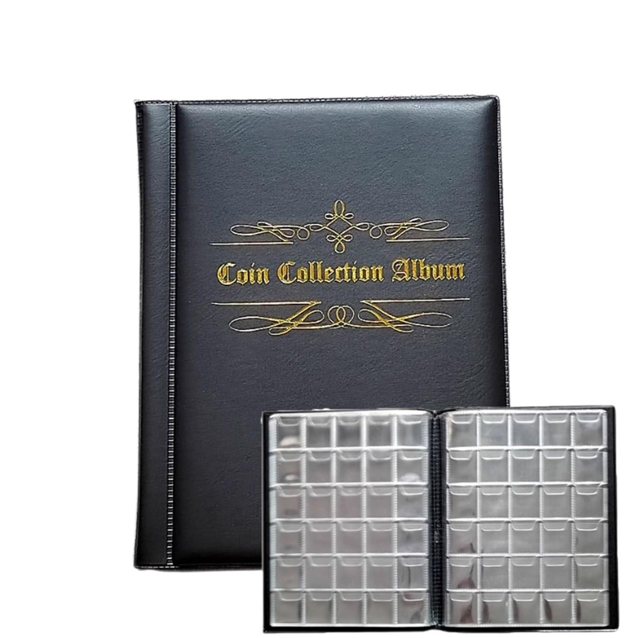 Album Monedas 480 Coin Collectible Organizer Memorial Album Collector's Book Convenient Storage Display for Collectors(Dark Green)