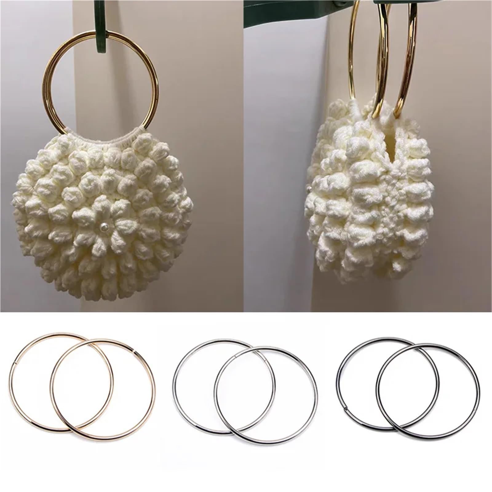 MRKU Asa de Madera para Bolso, Accesorios para Bolsos, Manualidades, Bricolaje, Redondo, 1 Pieza/2 Piezas, Dorado, Redondo, Metal, Accesorio de Repuesto Hecho a Mano.