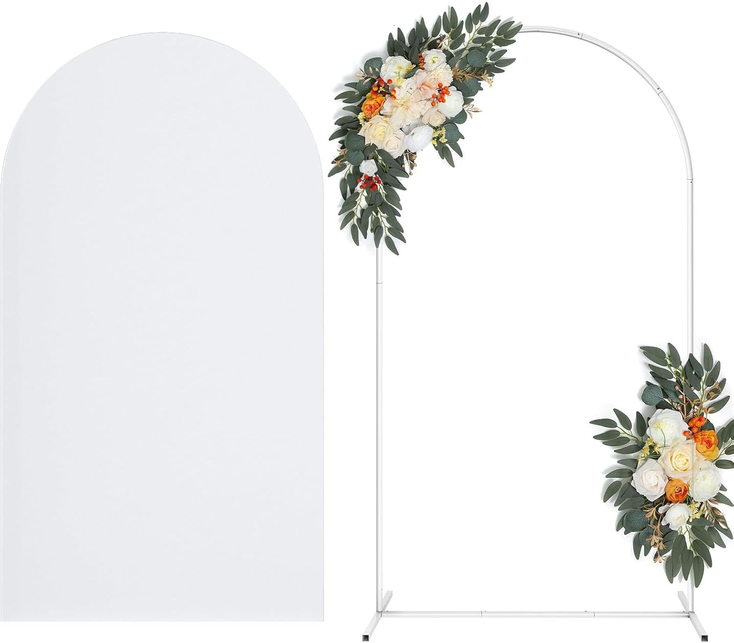 Arch Backdrop Stand with Spandex Arch Cover, 7.3 FT Wedding Balloon Arched Backdrop Stand Square Arch Frame for Birthday Party Bridal Baby Shower Background Ceremony Decoration