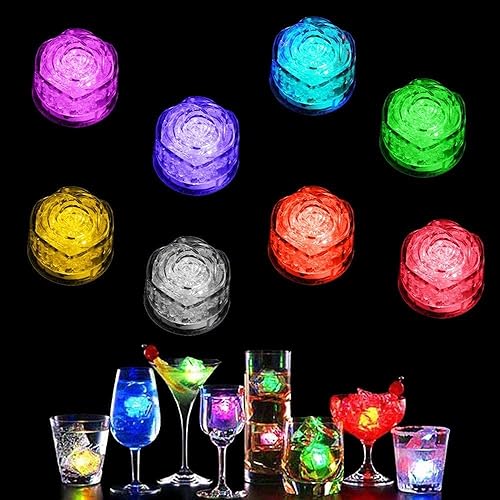 Miniatura 1 de Cubo de hielo de simulación  24 cubos de hielo luminosos de plástico multicolor con luz colorida para fiesta de Halloween, boda, club, bar,