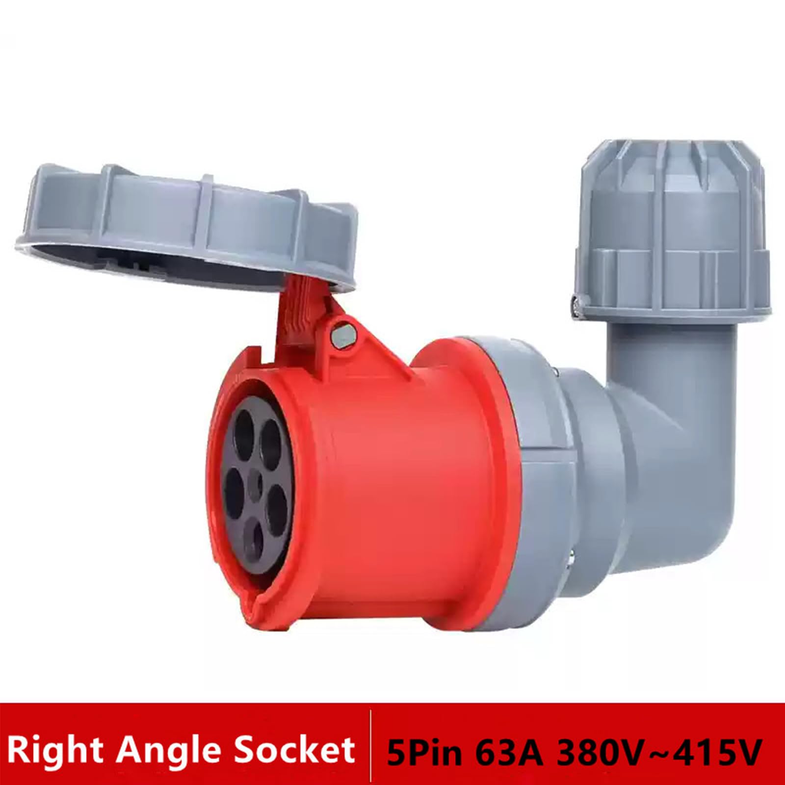 IEC60309 Waterproof CEE Industrial Connector Right Angle Activity Socket 5Pin 63A 380V-415V 3P+N+E Flame Retardant IP67