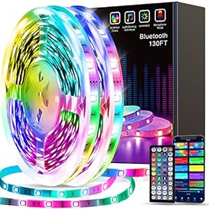 Tenmiro Led Strip Lights 130ft (2 Rolls of 65ft) Smart Light Strips with App Control RGB Led Lights for Bedroom，Music…