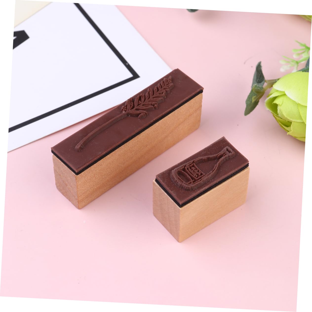 STOBOK 3er Set Briefmarken Selber Machen Journaling Scrapbooking-stempel Stempel Für Das Handwerk Vintage-briefstempel Blumenstempel Stempelkissen Für Stempel Buch Briefmarken Bambus