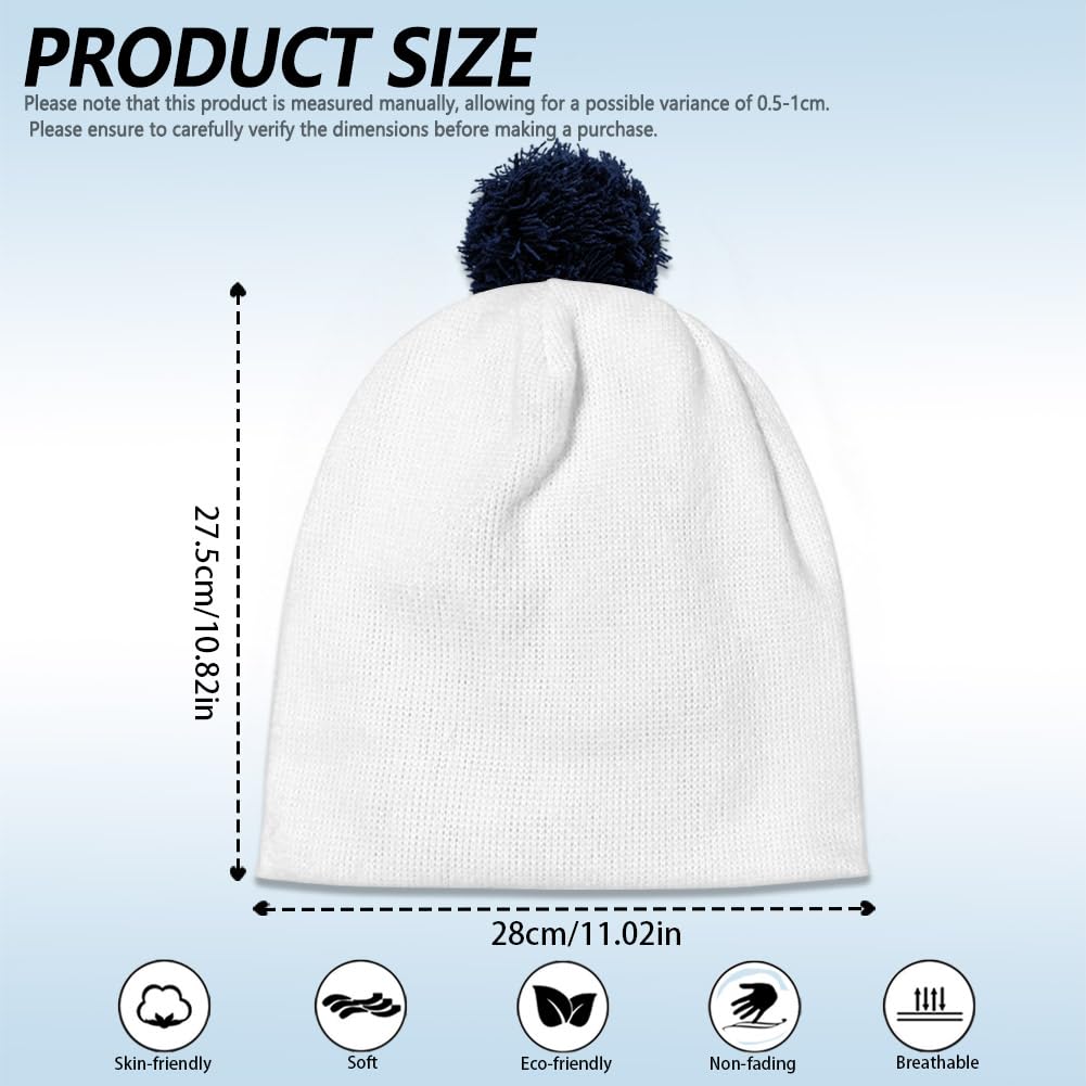 Gorro de invierno para hombre y mujer, gorro de punto con pompón, suave, térmico, con puño, para clima frío al aire libre