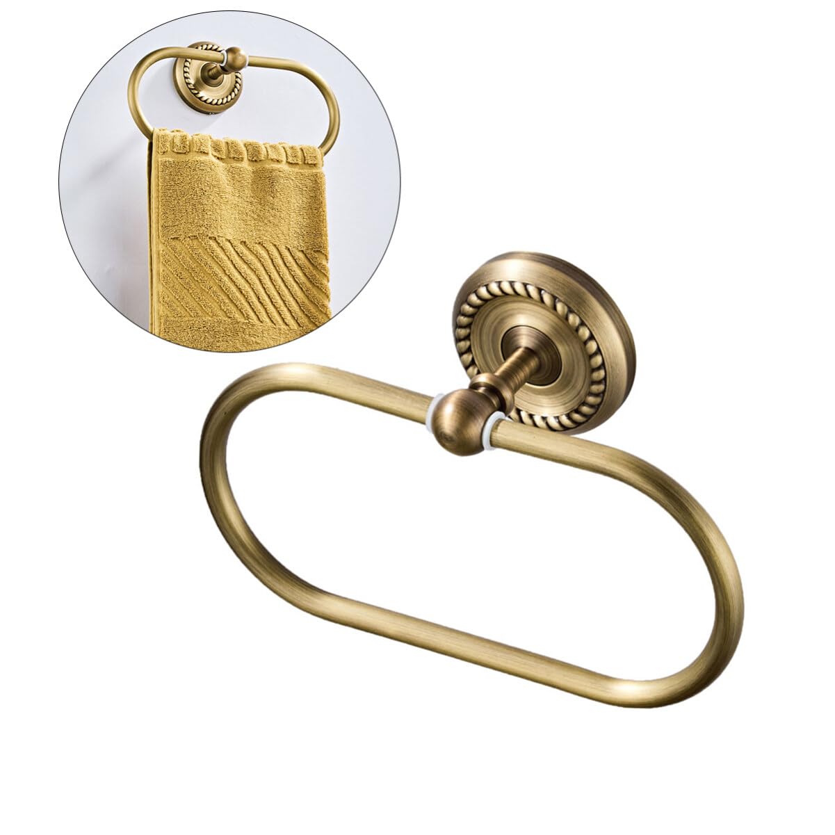 DOITOOL Anillo De Toalla Montado En Pared para Baño Y Cocina Toallero Latón Ovalado Espacio Ahorrador Accesorio Moderno para Colgar Toallas En Hogar Y Hotel