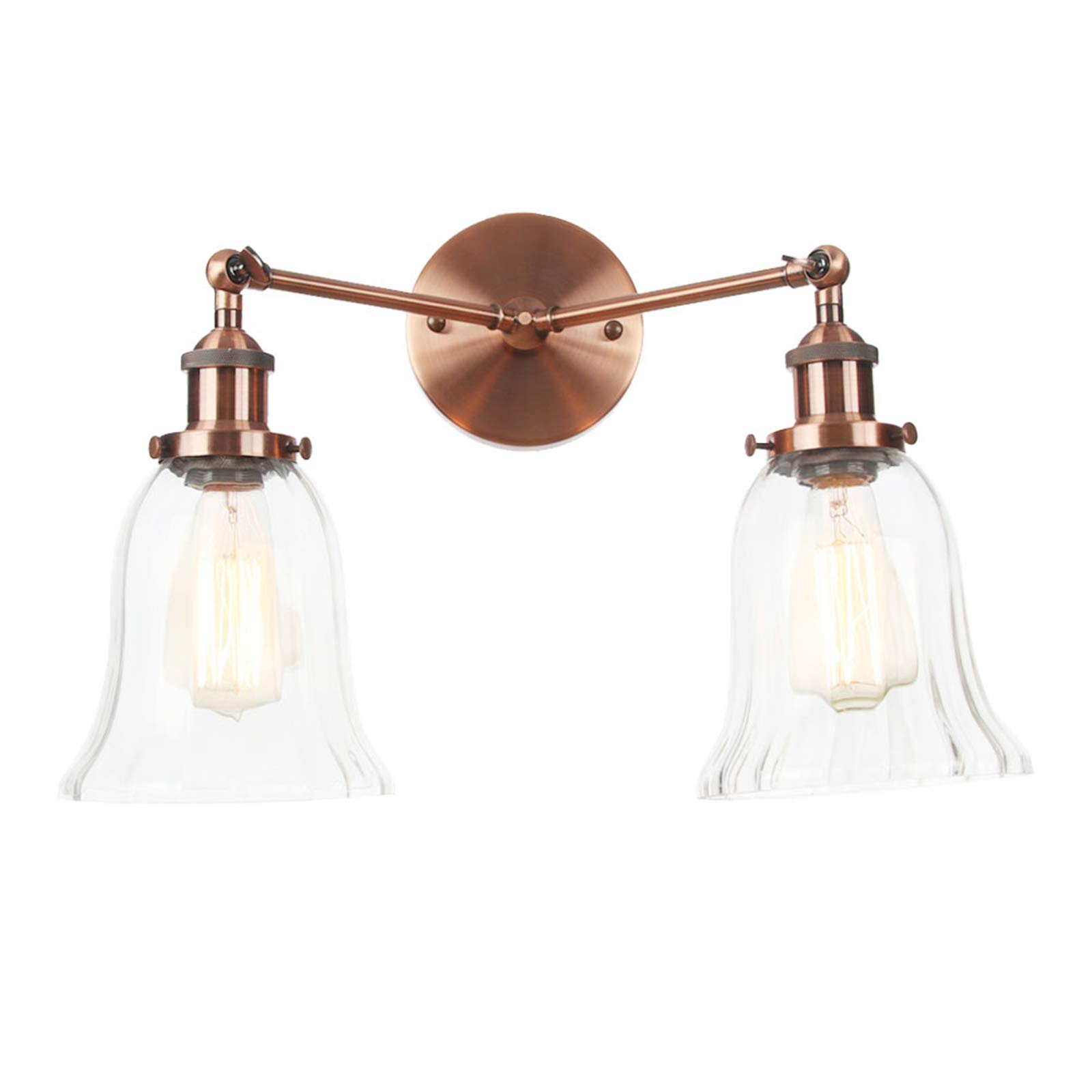 VDOQTLJT 2-Light Vanity Light Fixtures Adjustable Wall Lamps Modern Bathroom Mirror Lighting Clear Glass Shade Sconces D Sconce(B)