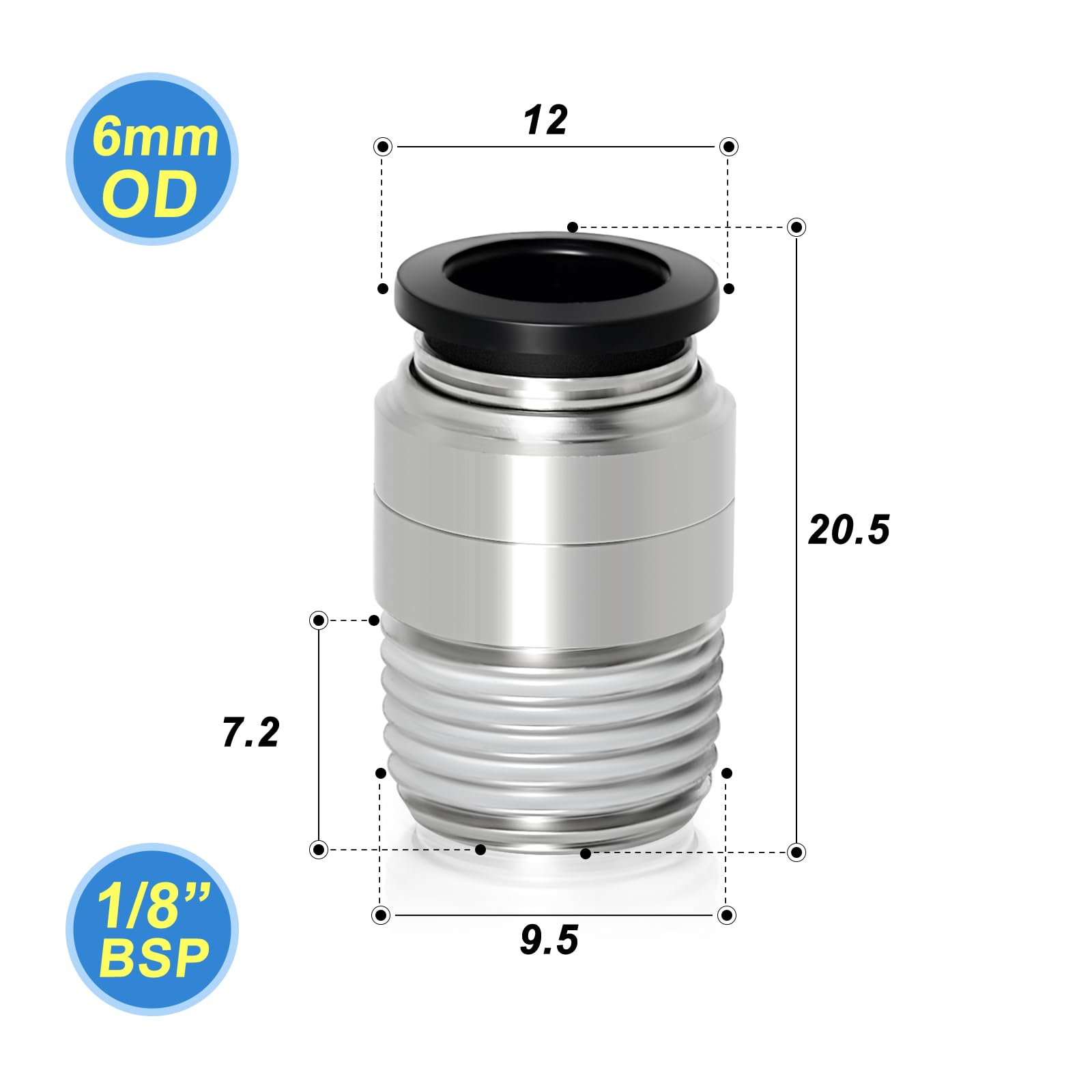 TAILONZ Lot De 2 Raccords Pneumatiques Coude Mâle 6mm OD X 1/2 BSP - Acier Inoxydable 304