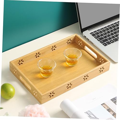 Miniatura 5 de COLLBATH Bandeja de té de bambú para té chino de gongfu bandeja de servicio estética para desayuno rectangular