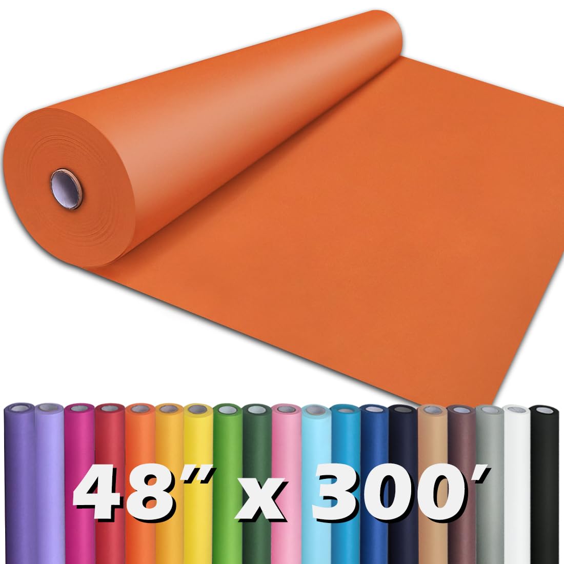 PerkHomy OrangeRed Kraft Paper Roll 48" x 3,600" (300') for Gift Wrapping Bouquet Flower Art Painting Craft Writing Packaging Shipping 80GSM 55LB (OrangeRed, 48" x 300')