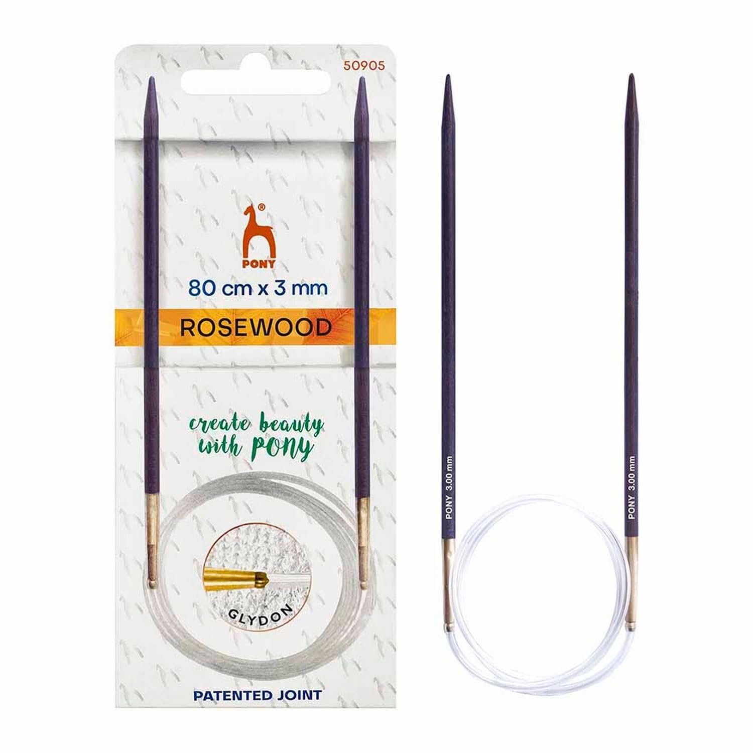 Pony Rosewood Circular Knitting Needles 80cm 3.00mm - 1pc