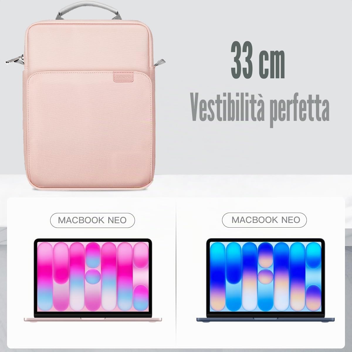 TiMOVO Custodia per Laptop per MacBook Neo 13 pollici 2026 Modello A3404 con Chip A18 Pro, Borsa da Trasporto con Manico e Tracolla, Rosa