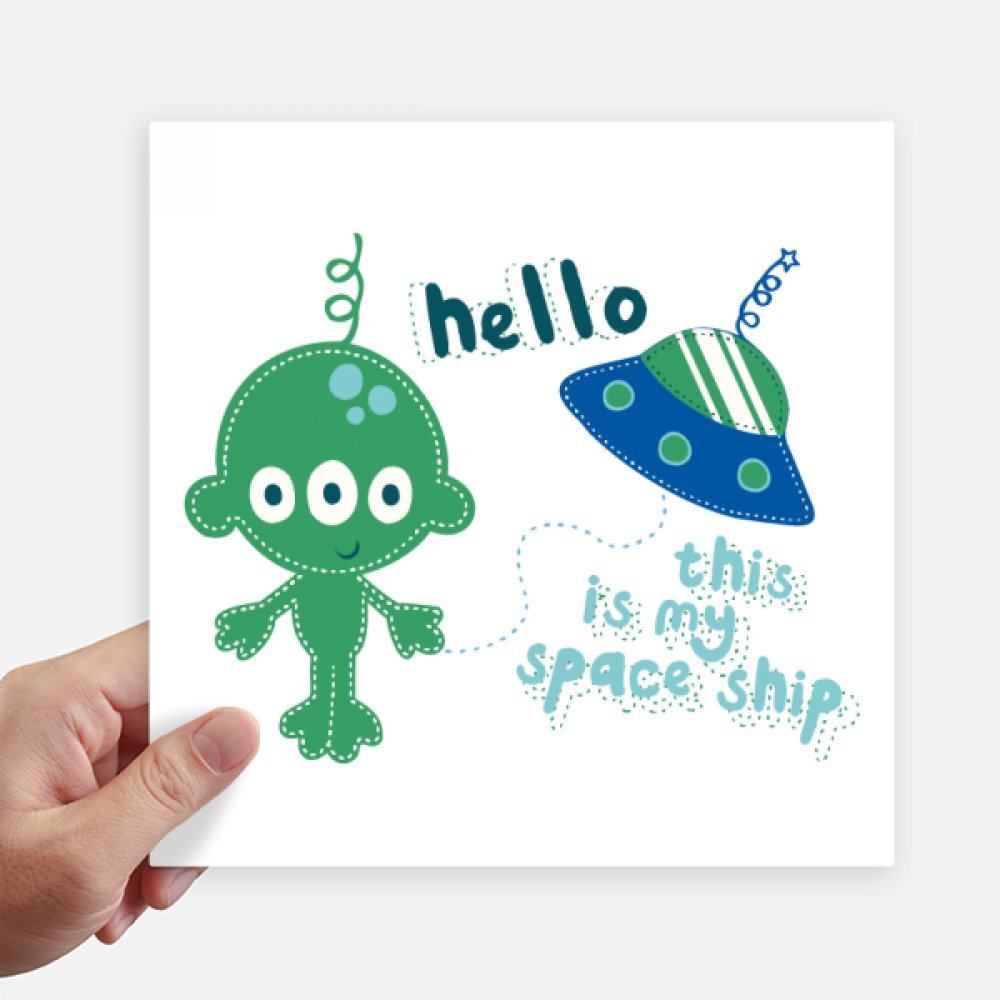 Pegatinas cuadradas de alien hola de 20cm DIYthinker pack de 4 unidades para personalizar paredes y maletas