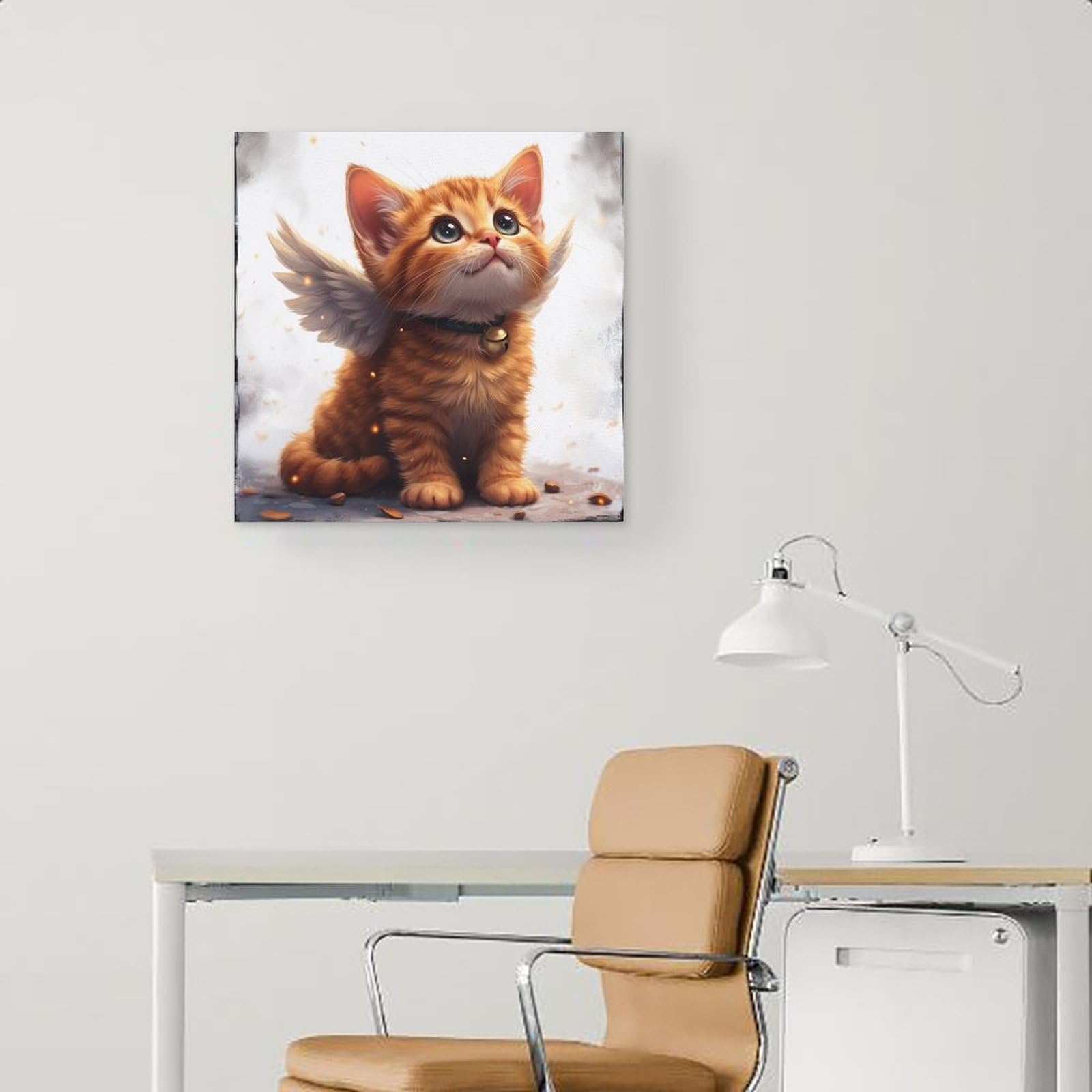 Amazon.com: A Litlle Orange Cartoon Cat Canvas Painting Wall Art