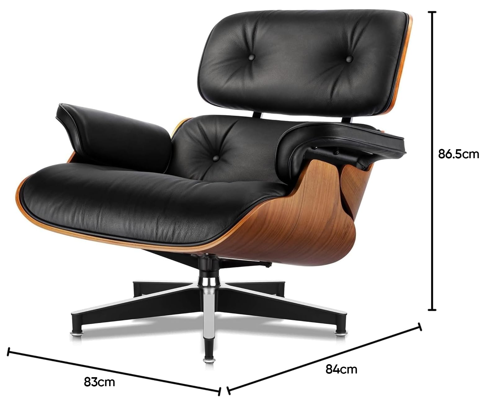 Echtleder-Entspannungssessel mit Fußhocker, moderner Fernsehsessel, drehbarer Chaiselongue mit Ottomane, Fester Neigungswinkel von 105°, einzigartiges Design mit gepolstertem Kissen