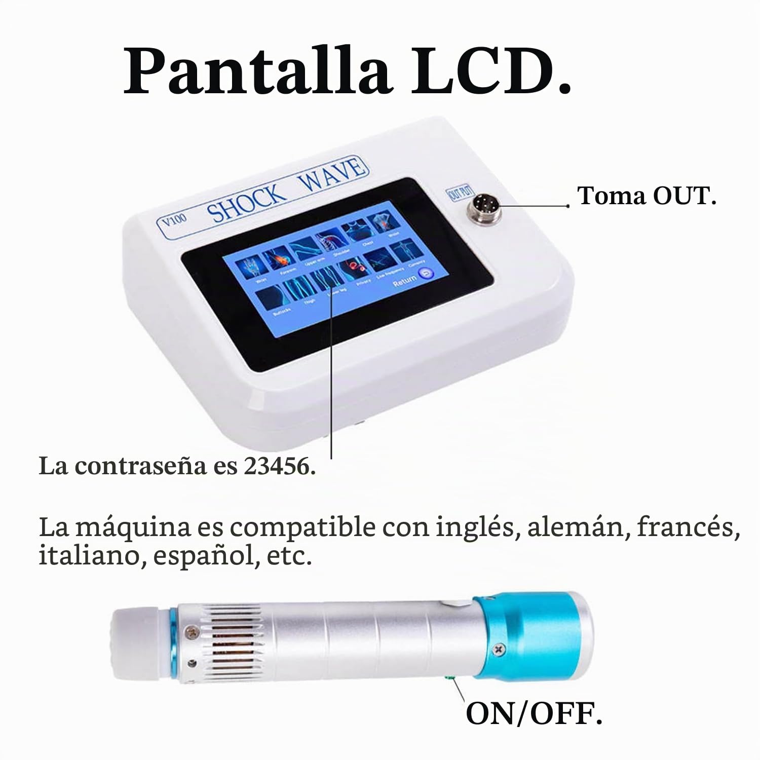 Máquina de Terapia de Ondas de Choque, Disfuncion Erectil Hombre Dispositivo Ondas de Choque Fisioterapia Aparato Masajeador para Calcificación, Espolon, Fascitis, Artritis