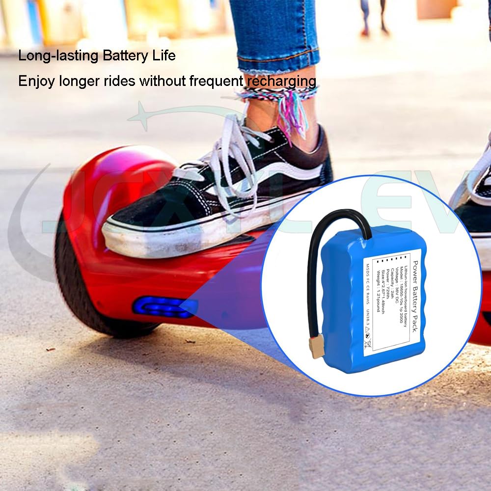 Batería para Hoverboard de 36V (Compatible con 42V) — Batería de Litio Recargable de Repuesto de 36V 2Ah (36V 2000mAh 10S1P) para Patinetes de Autoequilibrio