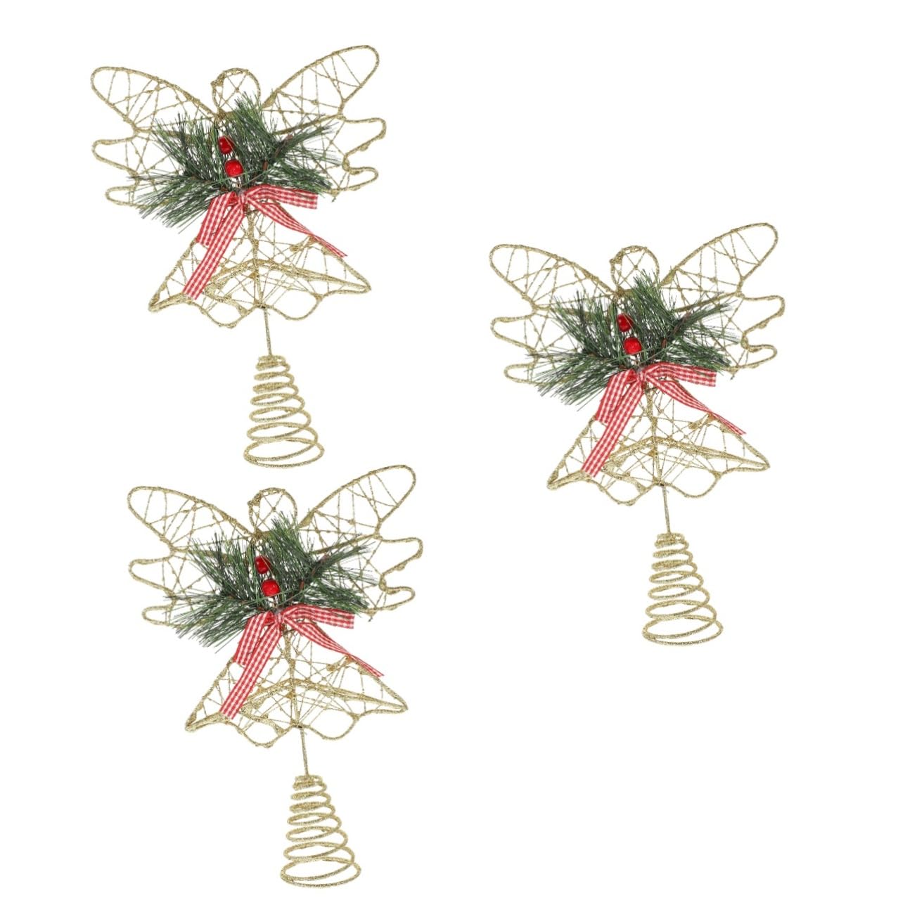 VOSAREA 3 Pièces Étoile d'arbre d'ange Décor Étoile Haut De Forme d'arbre De Coeur Topper d'arbre De Noël Ange Décor De La Nativité Étoile De Dessus De Sapin De Noël Décor LED Le Fer