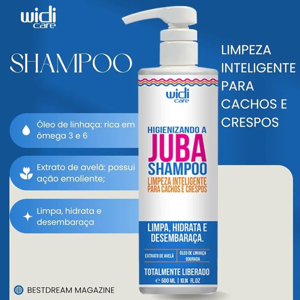 Widi Care Juba Kit: Shampoo + Conditioner + Styling Cream / Kit With Three Units, 500ml/16 fl.oz. Each
