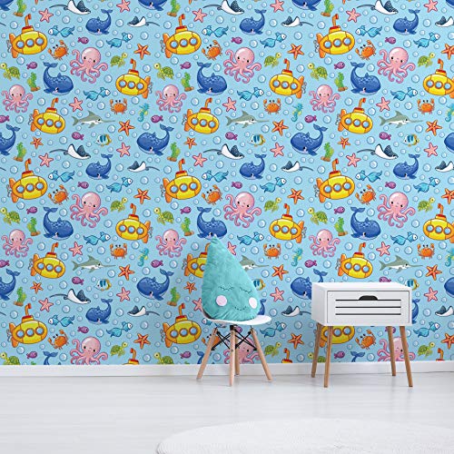 Papel de Parede Fundo do Mar Infantil 57x270cm