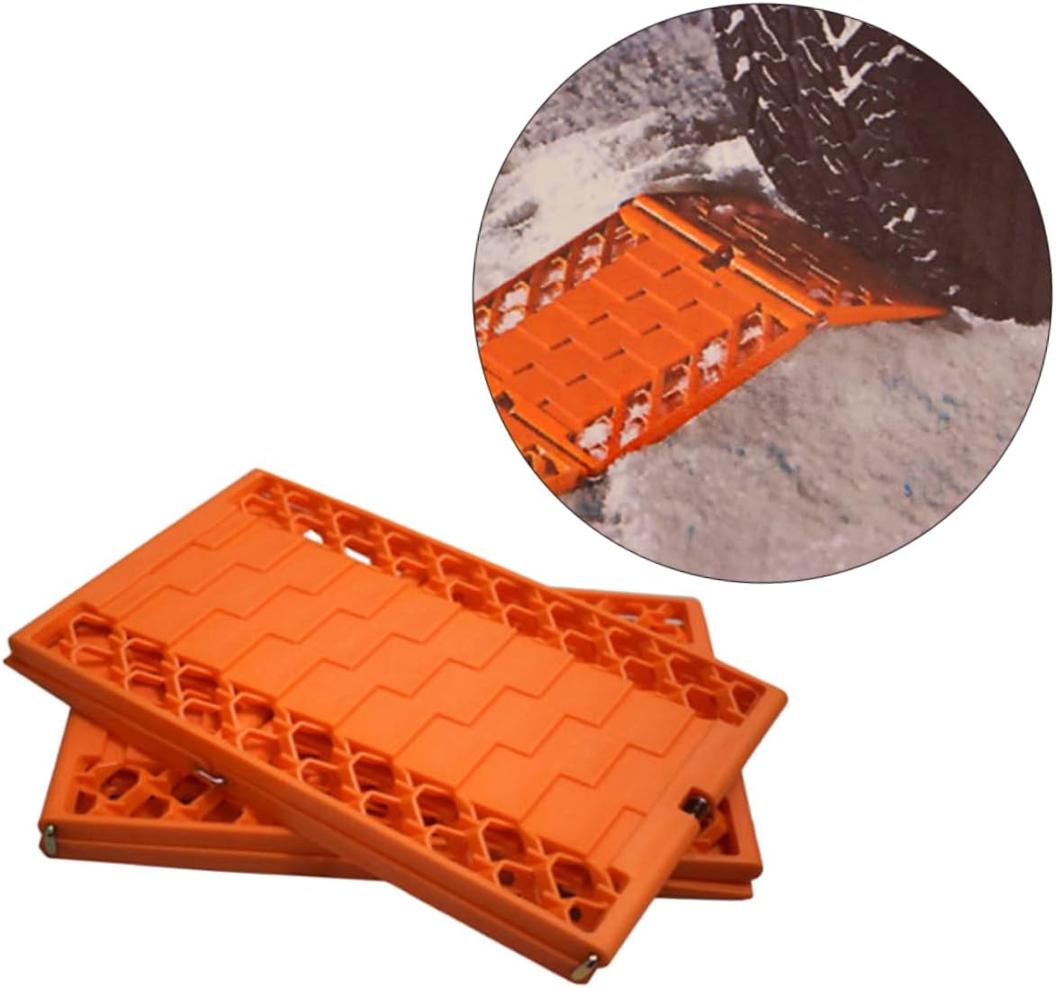 1Pair Foldable Slip Skid Plate for Cars of Tire Traction Mats Orange for Snow Mud and Easy to Install Durable Ultra Cold Weather