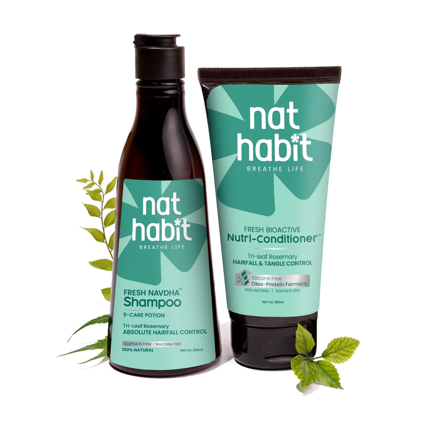 Nat Habit Trileaf Rosemary Shampoo and Conditioner for Women & Men Hair Fall Control, Dry and Damaged Hair-image-42