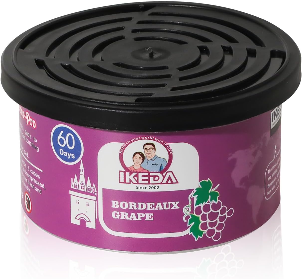 IKEDA Car Air Freshener & Car Odor Eliminator for Auto or Home,Office, 60 Days Long Lasting Scent Cans Freshener, 1.5 Oz Each, 4 Cans, Grape