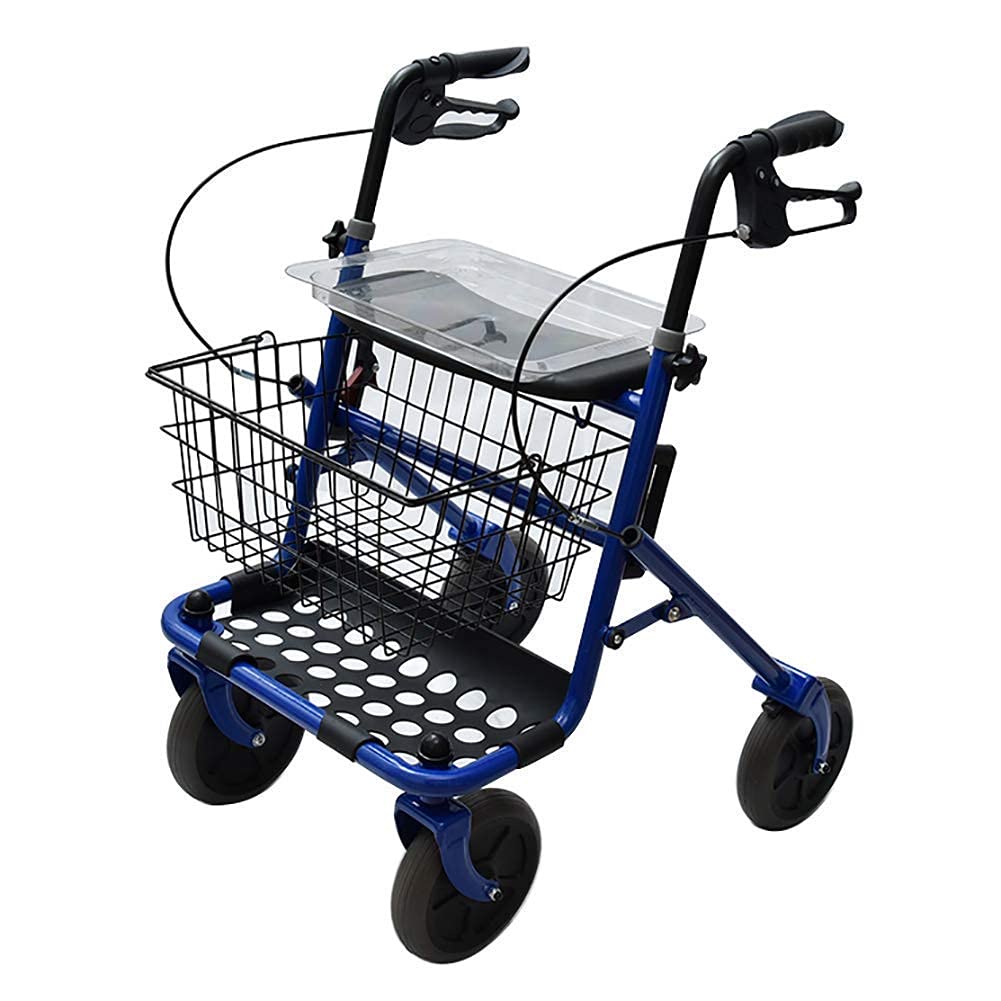 Chodziki dla seniorów Chodzik, Rollator Niepełnosprawny chodzik czterokołowy Rollator z koszem do przechowywania i platformą Udźwig 272 funtów dla ojca i matki, chodzik do oszczędzania miejsca, trwały