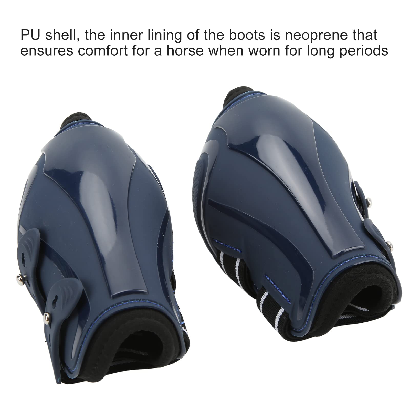 Gavigain Horse Leg Protection Boots, Breathable Neoprene, Impact Protection, Flexible and Lightweight, Anatomically Shaped Fit, for Equestrian Jumping and Training (Navy hind Legs Medium)