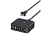 Baseus Charging Station 120W, 6-in-1 USB-C PD Fast Charging Desktop Charger with 5ft Extension Cord, 4 USB C, 2 USB A Ports, Travel Power Strip for iPhone 17/16, iPad Pro, MacBook Pro, Tablet and More