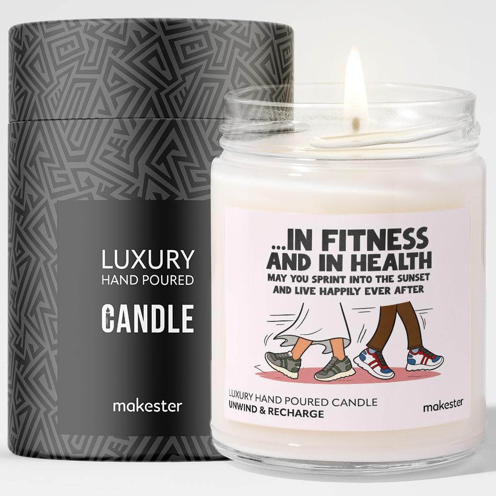 Wedding Gift for Sporty Couple - Luxury Soy Wax Candle - Vanilla, Jasmine, Sugared Almond - Makester โ image 1