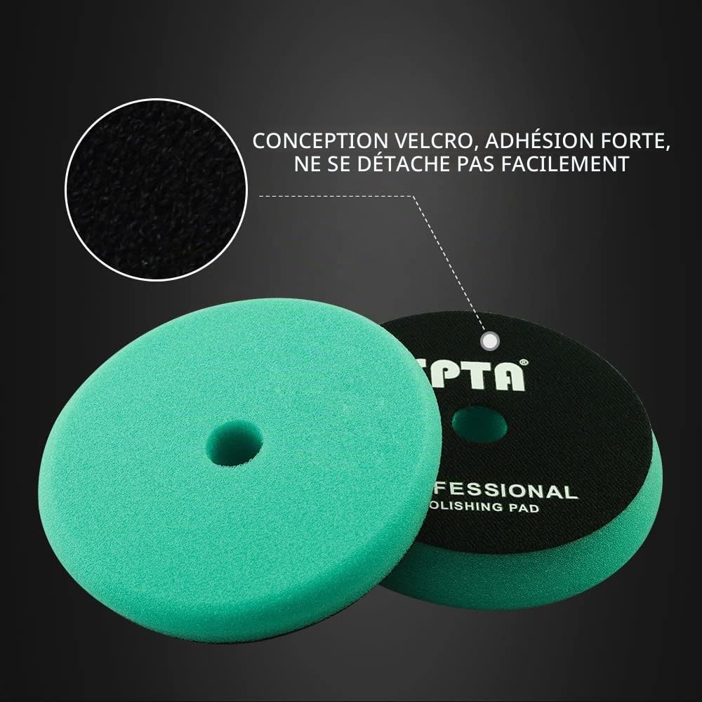 SPTA Éponge de Polissage, Éponge à polir, 5 Pièces 125mm T Sharp Polissage Pad Éponge de Polissage Éponge polir Kit pour Voiture Ponçage Polissage pour Polisseuse Machine à polir